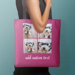Bolso De Tela 4 Collage de fotos - RECOGE EL COLOR DE FONDO<br><div class="desc">Utiliza cuatro fotos cuadradas para crear un regalo único y personal. O puedes mantener al cachorro hipster y hacer un keepsake de moda. Si necesita ajustar las imágenes,  haga clic en la herramienta personalizar para realizar cambios.</div>