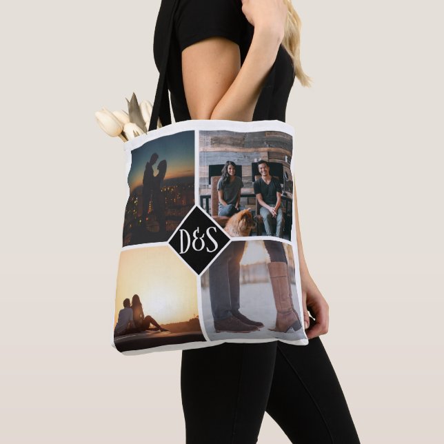 Bolso De Tela 4 Collage personalizado monogramado (Detalle)