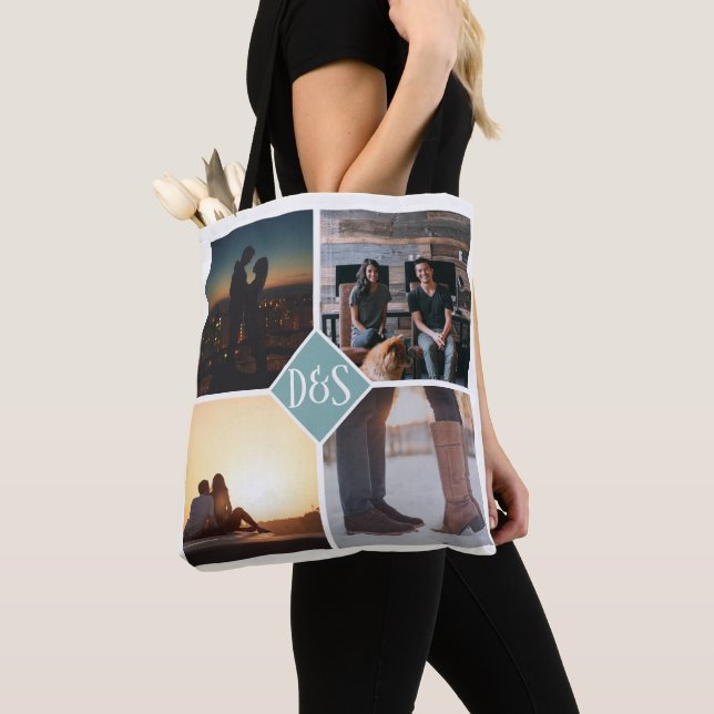 Bolso De Tela 4 Collage personalizado monogramado (Detalle)