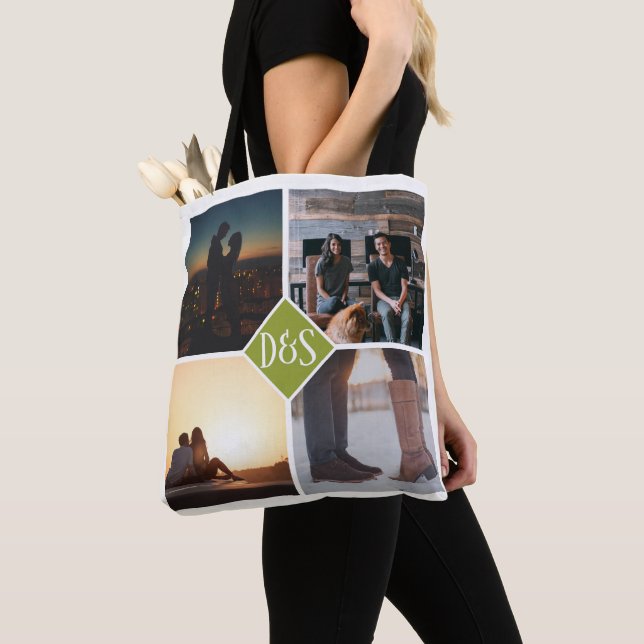 Bolso De Tela 4 Collage personalizado monogramado (Detalle)