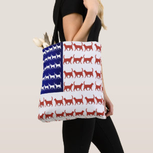 Bolso De Tela 4 de julio Bandera del gato Rojo Blanco y Azul