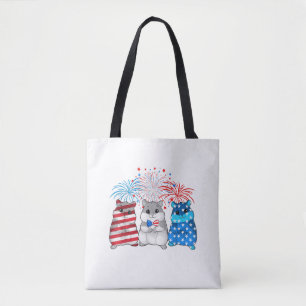 Bolso De Tela 4 De Julio Bandera Estadounidense Feliz Cerdo De G