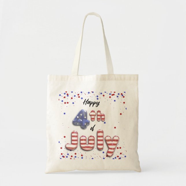 Bolso De Tela 4 de julio Estrellas tira globos de Relieve metali (Frente)