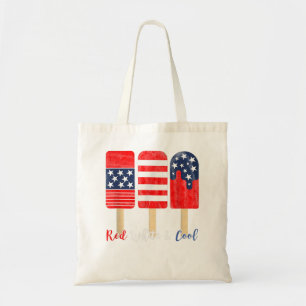 Bolso De Tela 4 de julio Popsicle Bandera estadounidense y blanc