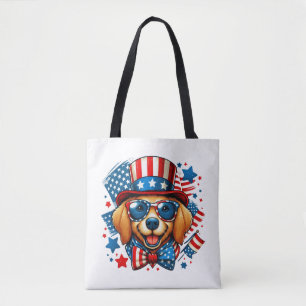 Bolso De Tela 4 de julio USA Patriótico Perro Día de la Independ