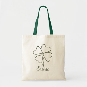 Bolso De Tela 4 Nombre personalizado de la flor de trébol de hoj
