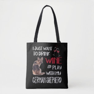 Bolso De Tela 4 Solo Quiero Tomar Vino Y Jugar Con Mi Alemán