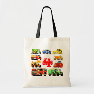 Bolso De Tela 4to cumpleaños de los camiones grandes