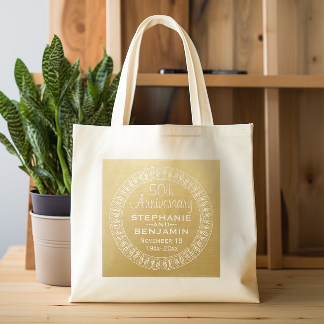 Bolso De Tela 50.º Aniversario Boda Oro personalizado (Personalized Tote Bag - 50th Wedding Anniversary)