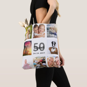 Bolso De Tela 50.º collage de fotos de personalizados de cumplea