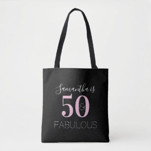 Bolso De Tela 50.º cumpleaños Rosa Negro personalizado