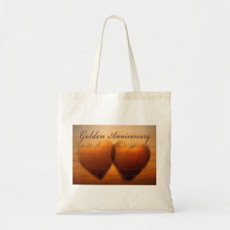 Bolso De Tela 50.o Diseño de oro del corazón del aniversario