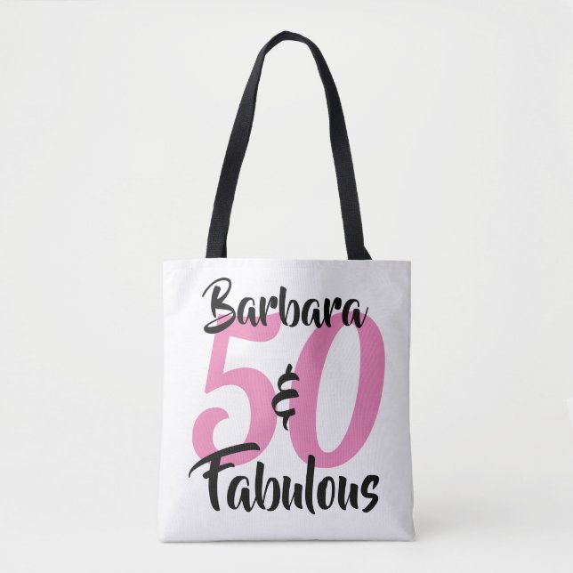 Bolso De Tela 50 y fabulosa fiesta de cumpleaños personalizada (Anverso)