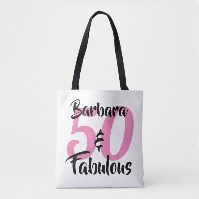 Bolso De Tela 50 y fabulosa fiesta de cumpleaños personalizada (Anverso)
