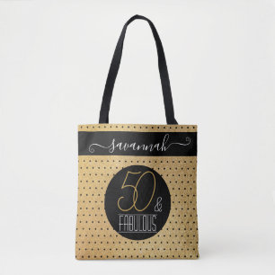 Bolso De Tela 50 y Fabuloso Cumpleaños de Oro con Nombre Persona