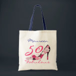 Bolso De Tela 50 y fabuloso cumpleaños número 50<br><div class="desc">¿Listo para ser 50 y fabuloso? Este diseño de 50 años presenta un zapato rosa caliente,  perfecto para regalarle a tu mejor amiga o hermana. El nombre se puede cambiar para personalizar tu regalo.  Un diseño elegante para ayudarle a celebrar un hito.</div>