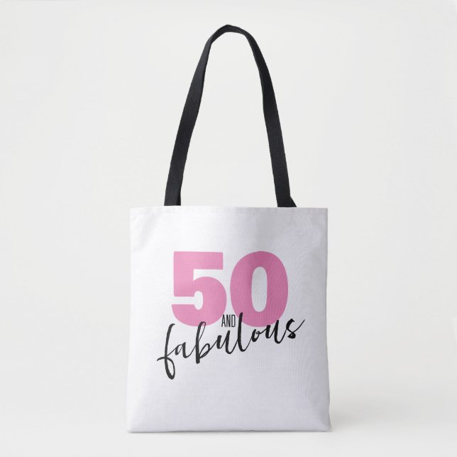 Bolso De Tela 50 y fabuloso regalo 50 cumpleaños rosa (Anverso)