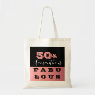 Bolso De Tela 50 y fabuloso Rosa Oro 50 cumpleaños