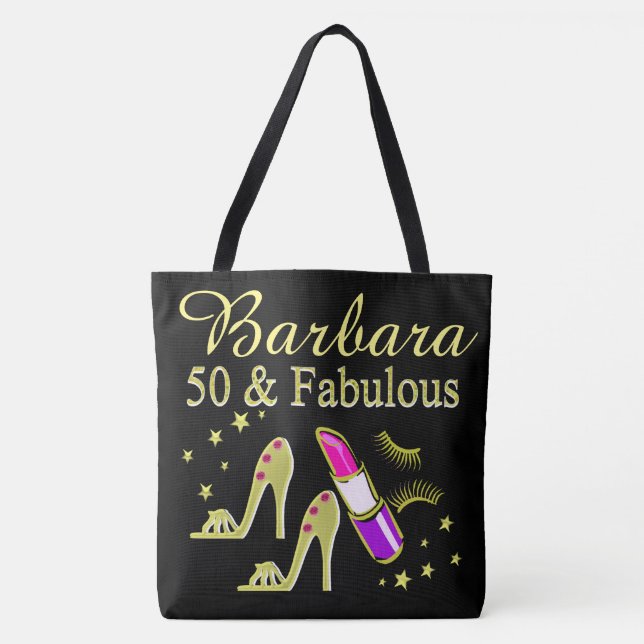 BOLSO DE TELA 50 Y FABULOUS GOLD SHOE LOVER TOTE PERSONALIZADO (Anverso)