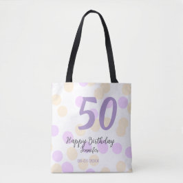 Bolso De Tela 50th birthday add name date purple orange polkadot