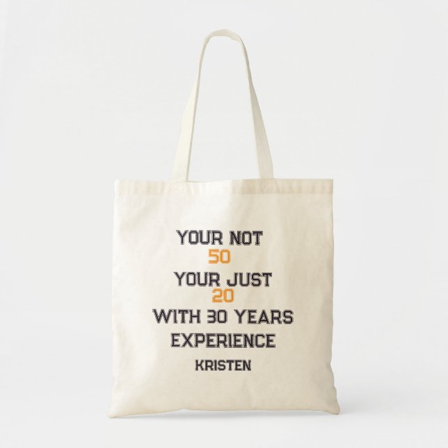 Bolso De Tela 50th Birthday, Funny quote personalized birthday  (Frente)