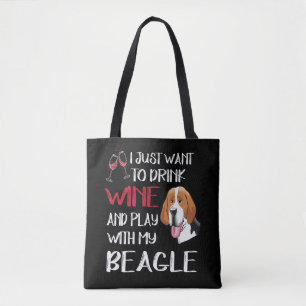 Bolso De Tela 5 Bebe Vino Y Juega Con Mi Beagle