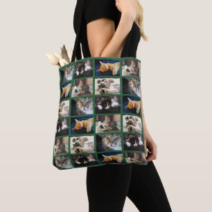 Bolso De Tela 5 Collage de fotos Patrón Borde verde