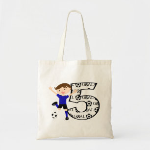 Bolso De Tela 5to Meta roja y blanca del cumpleaños del fútbol
