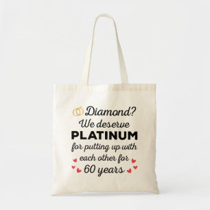 Bolso De Tela 60° Aniversario Boda I - Pareja Diamond Funny
