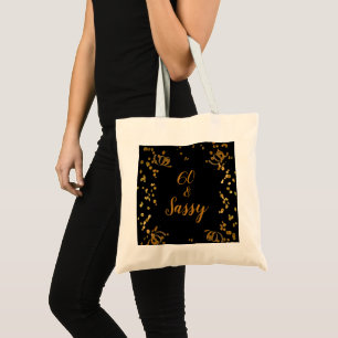 Bolso De Tela 60 años y oscuro negro de cumpleaños número 60   F