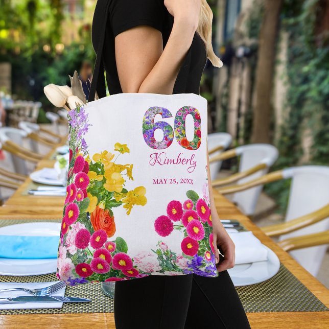 Bolso De Tela 60 cumpleaños fiesta de floridos invitados favorec (Subido por el creador)
