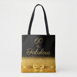 Bolso De Tela 60 fabuloso cumpleaños oro negro elegante arco