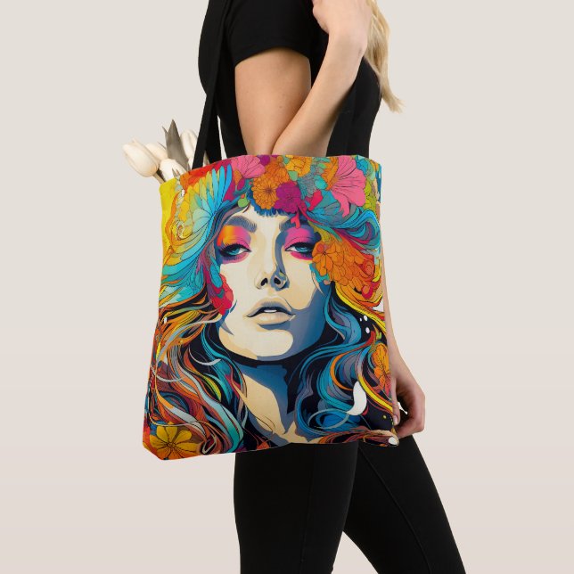 Bolso De Tela 60s 70s Hippy Woman Psychedelic Hippie (Detalle)