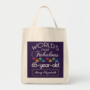 Bolso De Tela 65º cumpleaños Las joyas más coloridas moradas