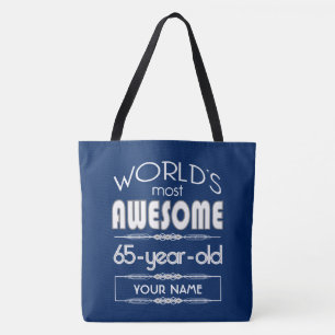 Bolso De Tela 65.o Del cumpleaños de los mundos azul marino