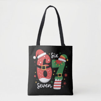 Bolso De Tela 67 Meme Six Seven Elfo Gorro de Navidad de Santa