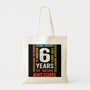 Bolso De Tela 6.º Cumpleaños 6 Años Retro Vintage 72 Meses
