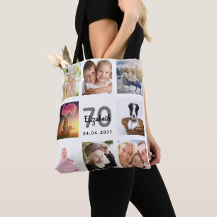 Bolso De Tela 70.º blanco de foto de cumpleaños