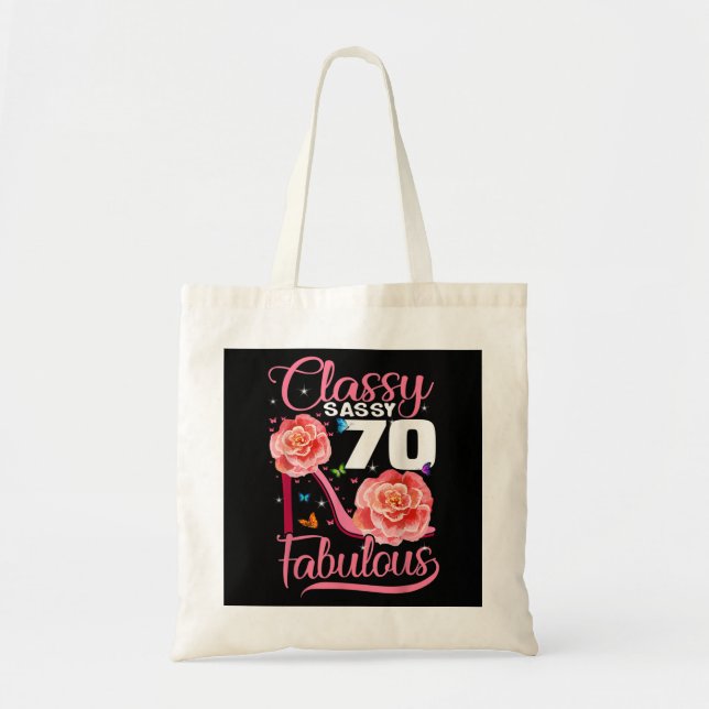 Bolso De Tela 70.º Regalo de cumpleaños Sassy 70 Flor fabulosa (Frente)