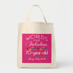 Bolso De Tela 70.o Cumpleaños la mayoría del rosa colorido