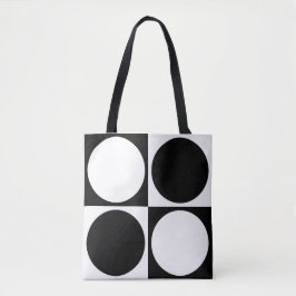 Bolso De Tela 70s Checks and Circles Black and White