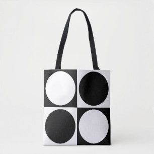 Bolso De Tela 70s Checks and Circles Black and White
