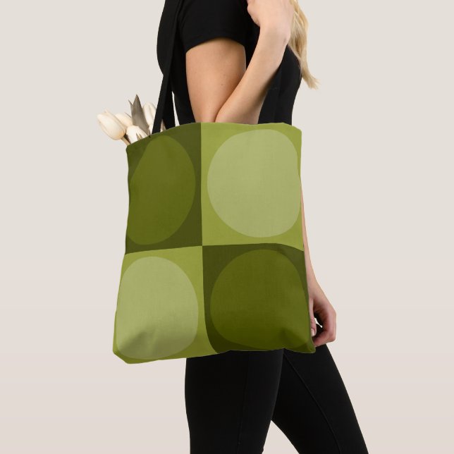 Bolso De Tela 70s Checks and Circles Green (Detalle)