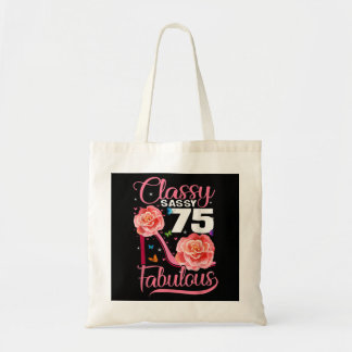 Bolso De Tela 75.º Regalo de cumpleaños Sassy 75 Flor fabulosa