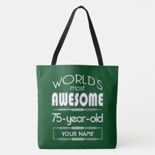 Bolso De Tela 75.o Del cumpleaños de los mundos verde oscuro