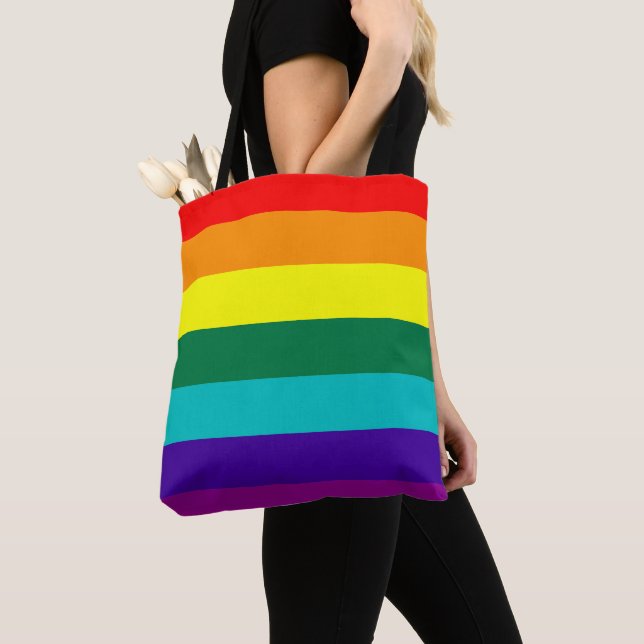 Bolso De Tela 7-Stripe Rainbow Pride Flag  (Detalle)