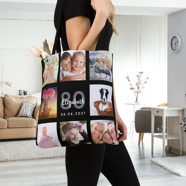 Bolso De Tela 80.º collage de fotos de personalizados de cumplea (Subido por el creador)