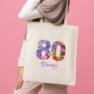Bolso De Tela 80.º regalo de la tía de cumpleaños - nombre flora