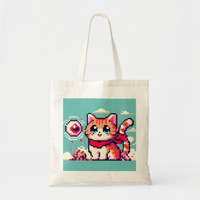 Bolso De Tela 80's 8bit cat (Frente)