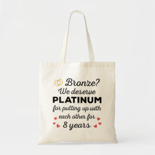 Bolso De Tela 8.º Aniversario Boda I - Pareja Graciosa de Bronce
